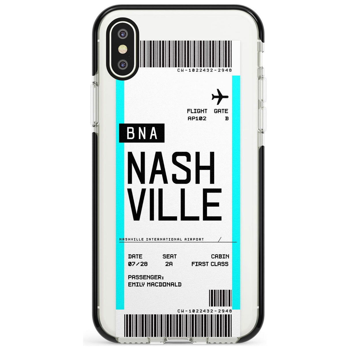 Nashville Boarding Pass iPhone Case  Black Impact Custom Phone Case - Case Warehouse