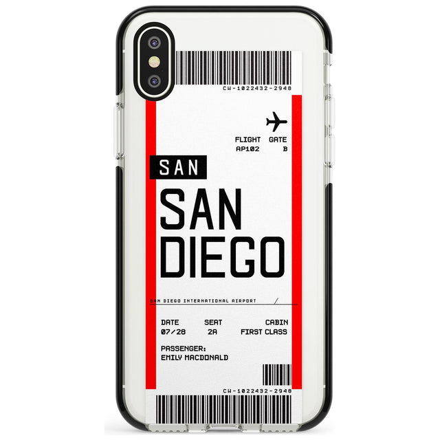 San Diego Boarding Pass iPhone Case  Black Impact Custom Phone Case - Case Warehouse