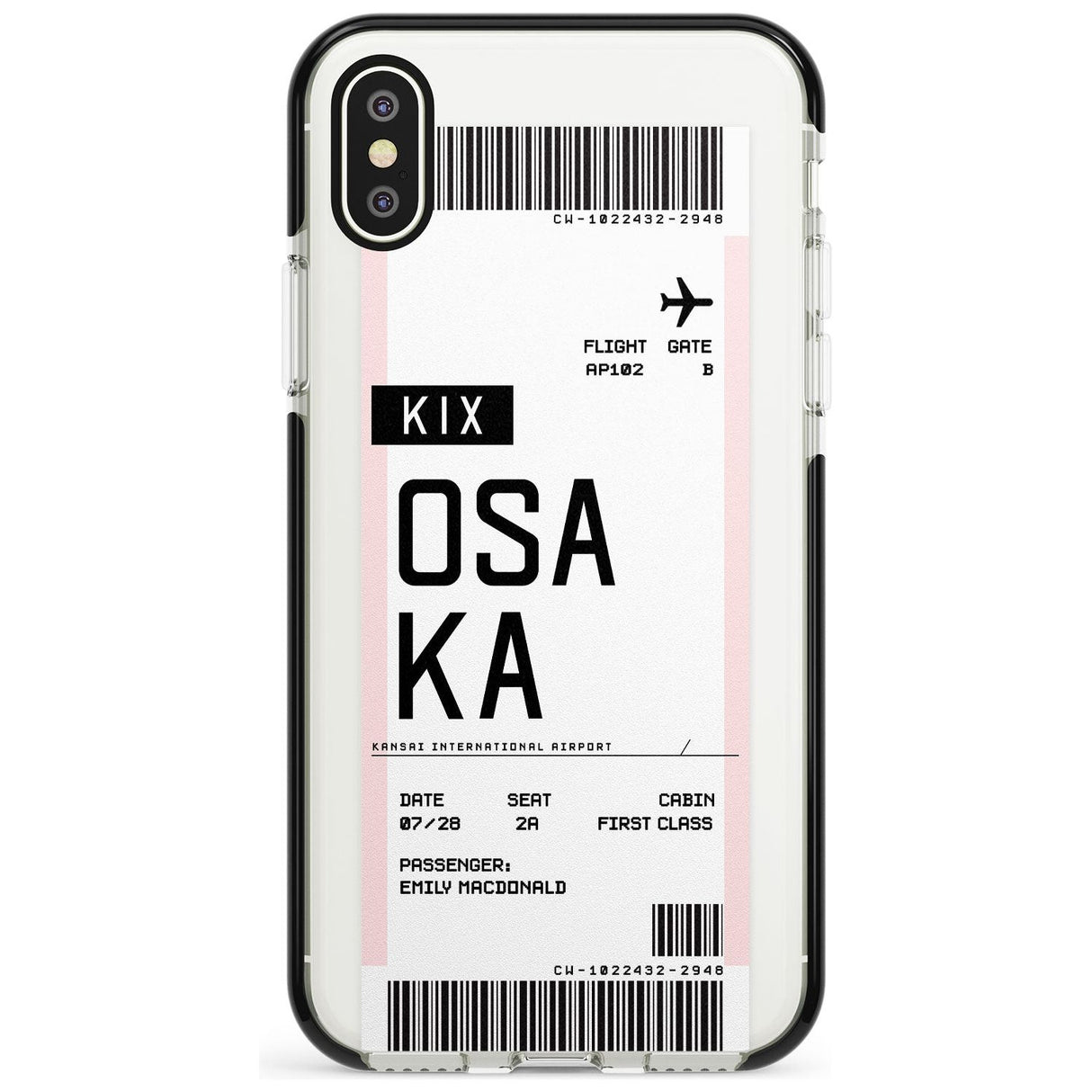 Osaka Boarding Pass iPhone Case  Black Impact Custom Phone Case - Case Warehouse