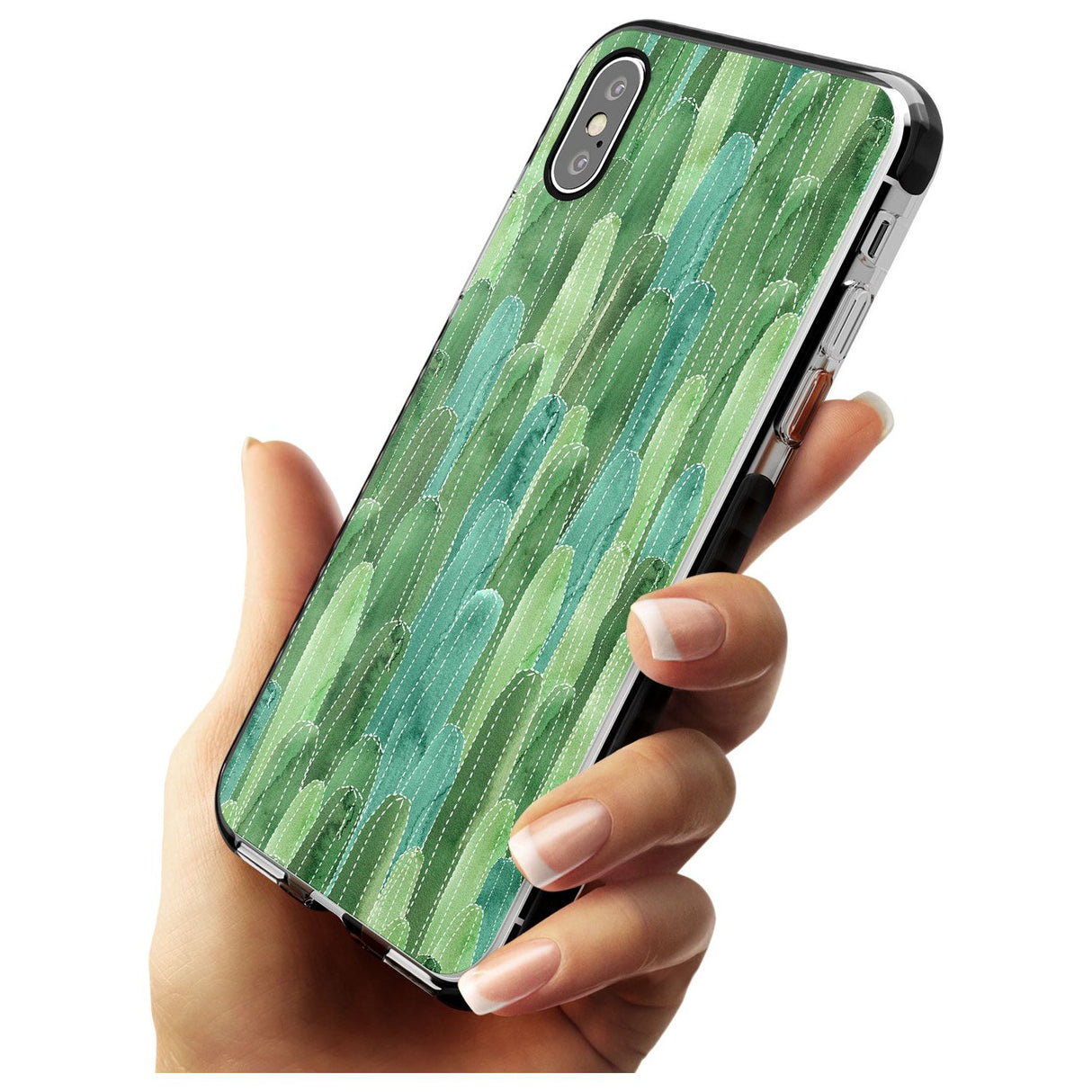 Skinny Cacti Pattern Design Black Impact Phone Case for iPhone X XS Max XR