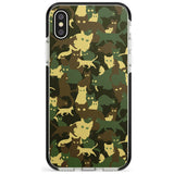 Forest Green Cat Camouflage Pattern Black Impact Phone Case for iPhone X XS Max XR