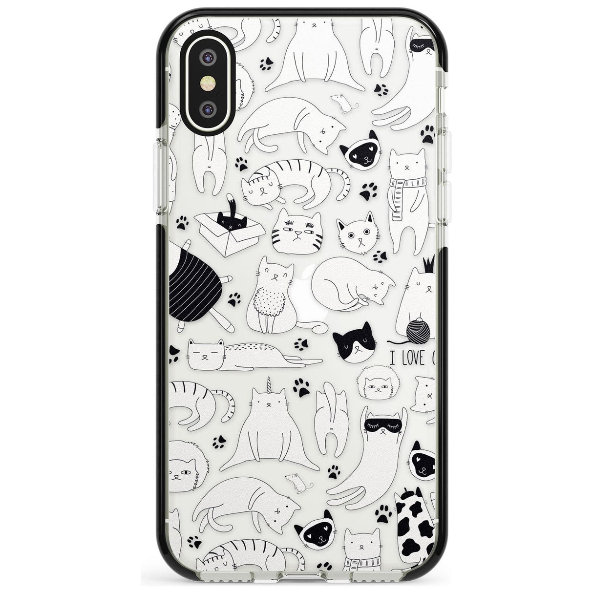 Cartoon Cat Collage - Black & White Pink Fade Impact Phone Case for iPhone X XS Max XR