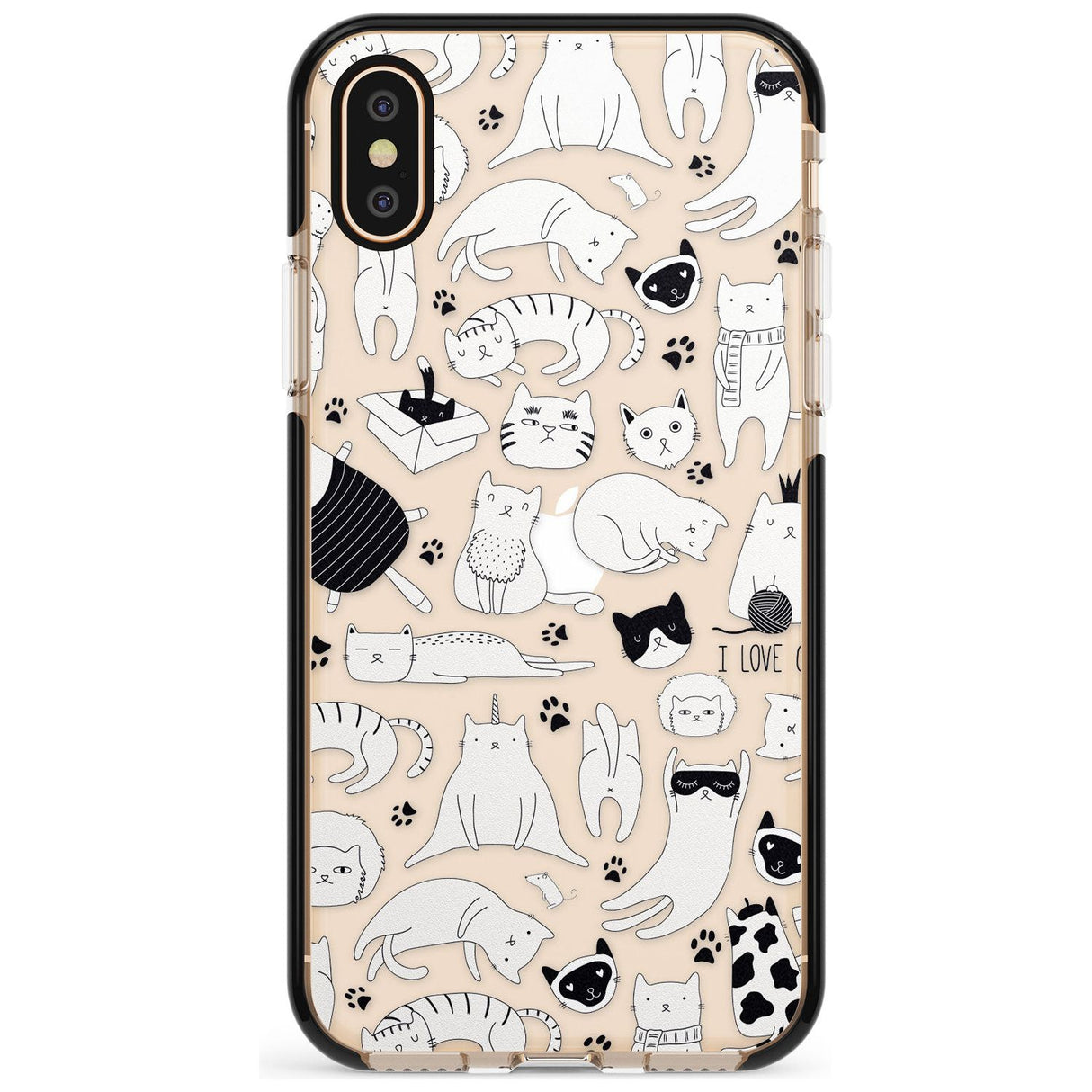 Cartoon Cat Collage - Black & White Pink Fade Impact Phone Case for iPhone X XS Max XR