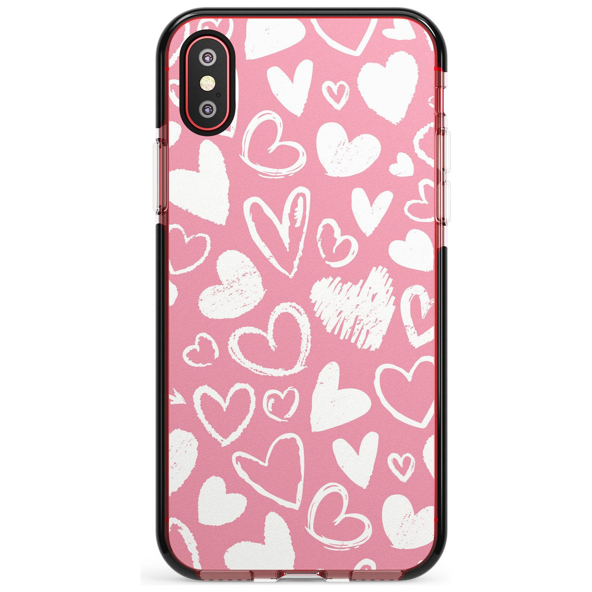 Chalk Hearts Black Impact Phone Case for iPhone X XS Max XR