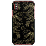 Black and Gold Dragon Pattern Black Impact Phone Case for iPhone X XS Max XR