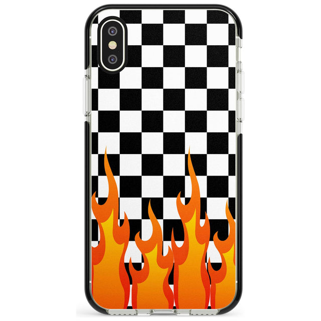 Checkered Fire iPhone Case  Black Impact Phone Case - Case Warehouse