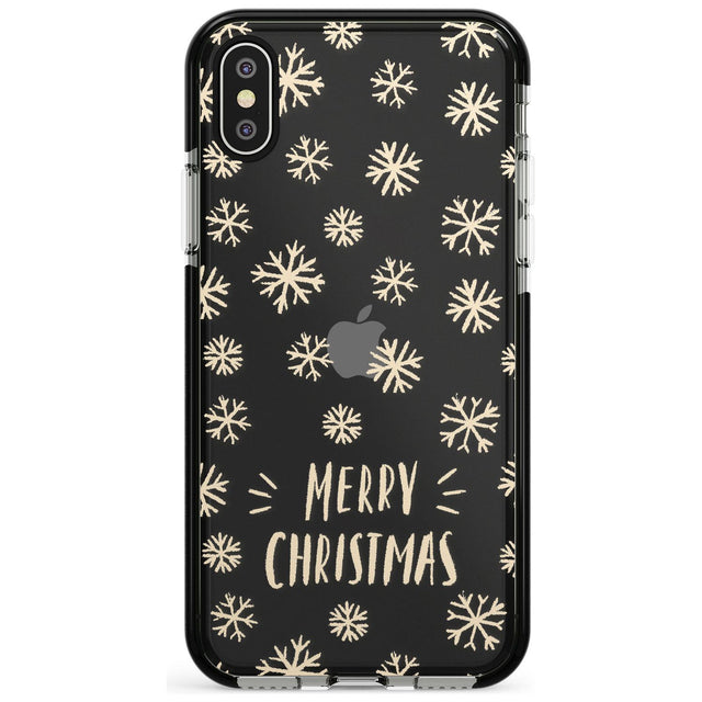 Christmas Snowflake Pattern Black Impact Phone Case for iPhone X XS Max XR