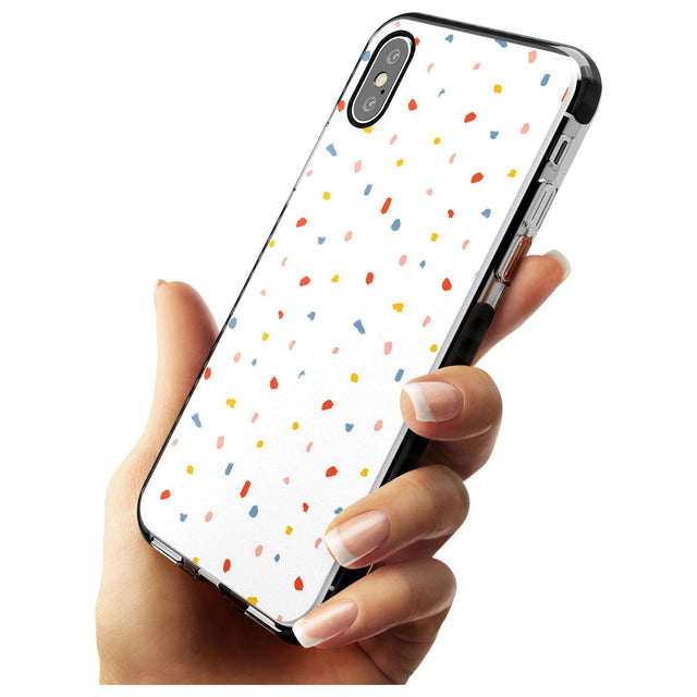 Confetti Print on Solid White Black Impact Phone Case for iPhone X XS Max XR