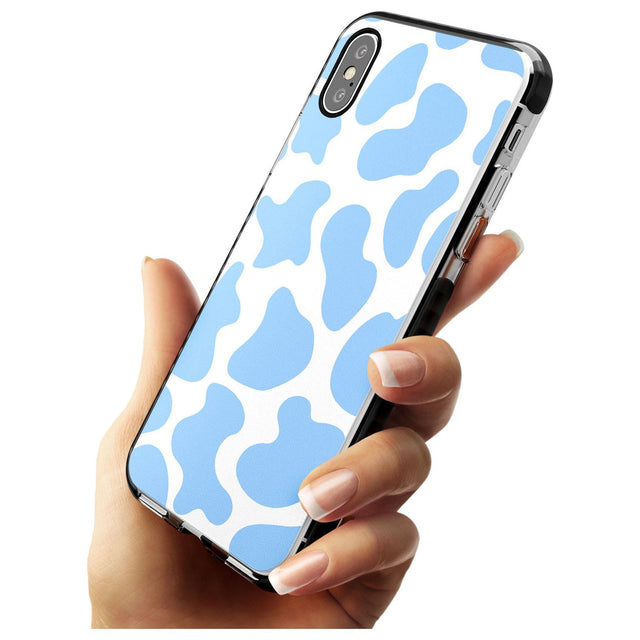 Blue and White Cow Print Black Impact Phone Case for iPhone X XS Max XR