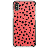 Black on Salmon Pink Dalmatian Polka Dot Spots Black Impact Phone Case for iPhone X XS Max XR