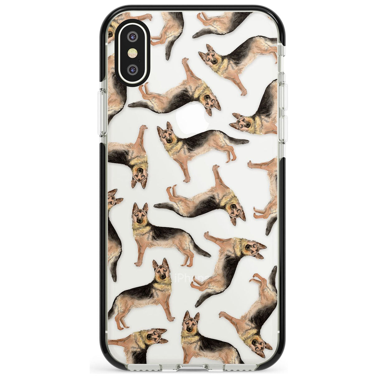 German Shepherd Watercolour Dog Pattern Black Impact Phone Case for iPhone X XS Max XR