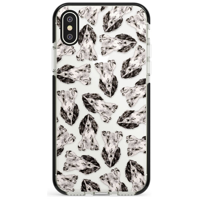 Cocker Spaniel (Black) Watercolour Dog Pattern Black Impact Phone Case for iPhone X XS Max XR