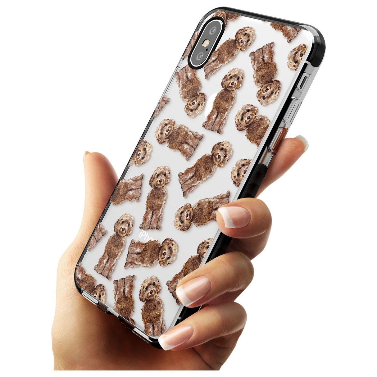 Cockapoo (Brown) Watercolour Dog Pattern Black Impact Phone Case for iPhone X XS Max XR