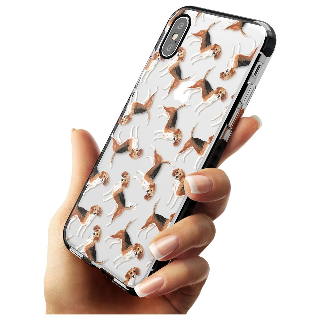 Beagle Watercolour Dog Pattern Black Impact Phone Case for iPhone X XS Max XR