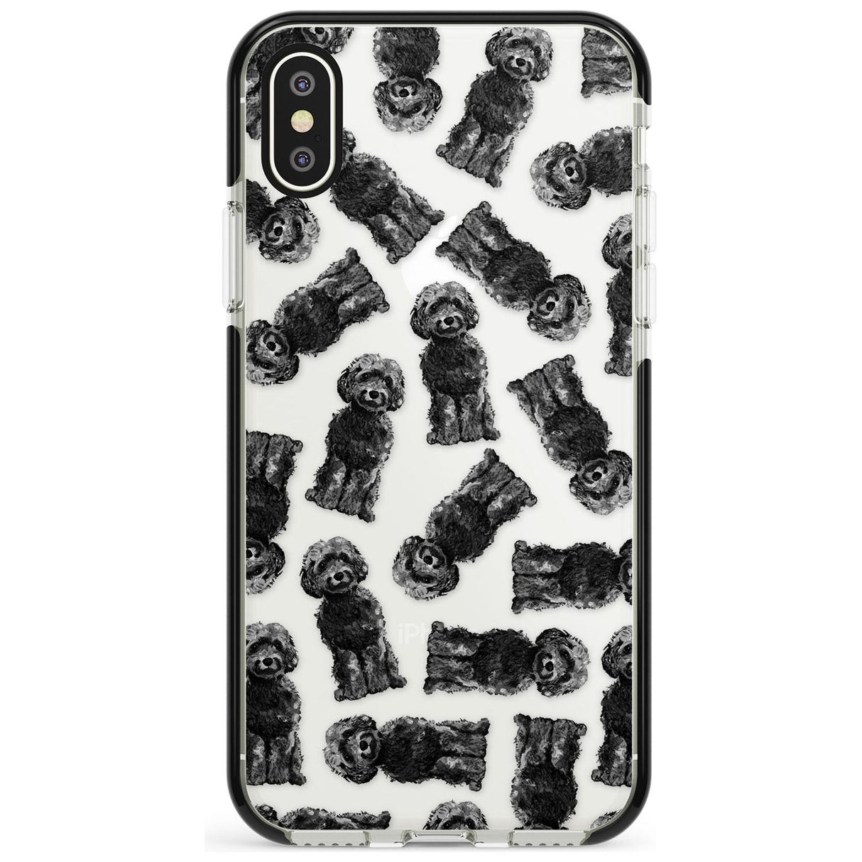 Cockapoo (Black) Watercolour Dog Pattern Black Impact Phone Case for iPhone X XS Max XR