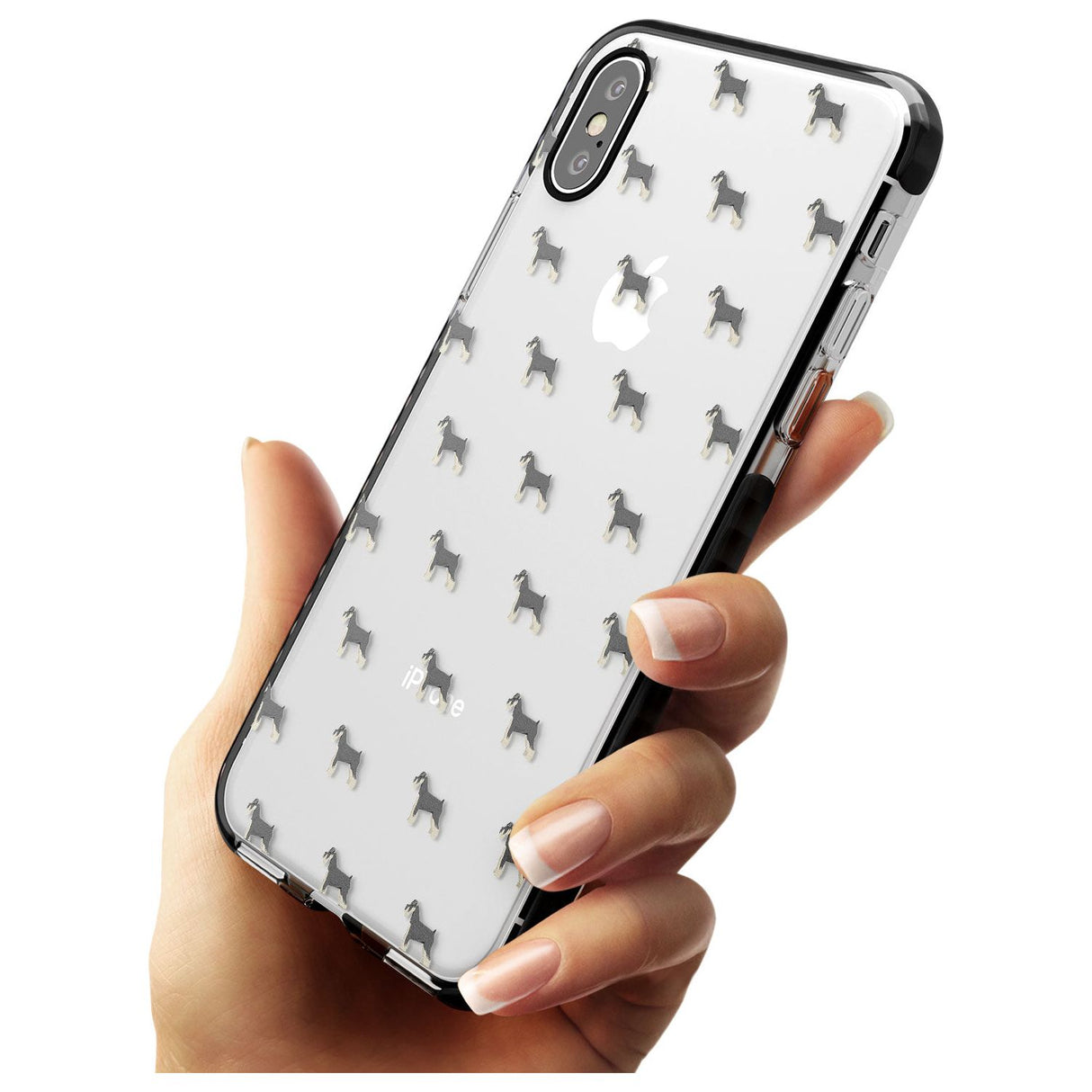 Schnauzer Dog Pattern Clear Black Impact Phone Case for iPhone X XS Max XR