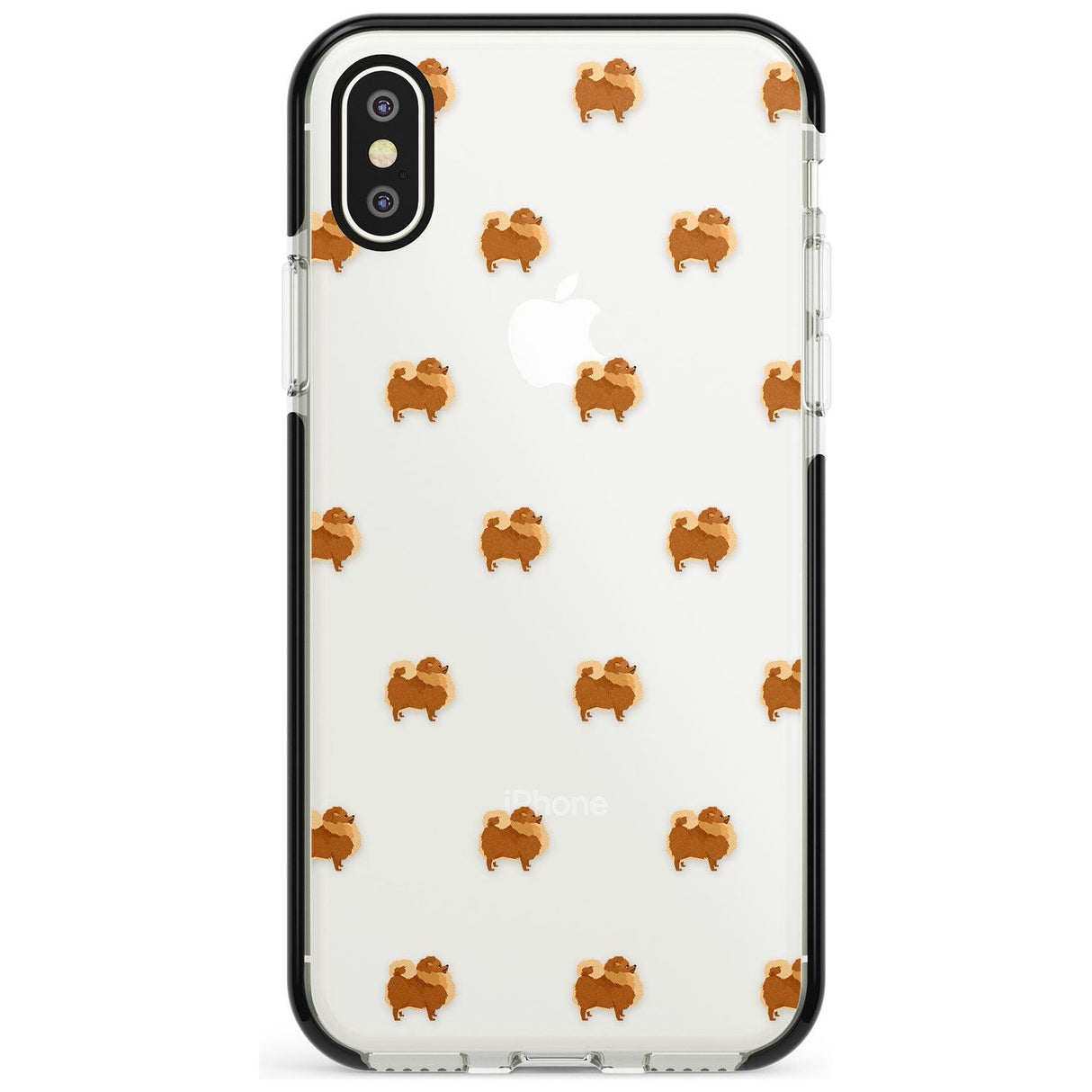 Pomeranian Dog Pattern Clear Black Impact Phone Case for iPhone X XS Max XR