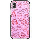 Girl Portrait Doodles in Pink & Red Black Impact Phone Case for iPhone X XS Max XR