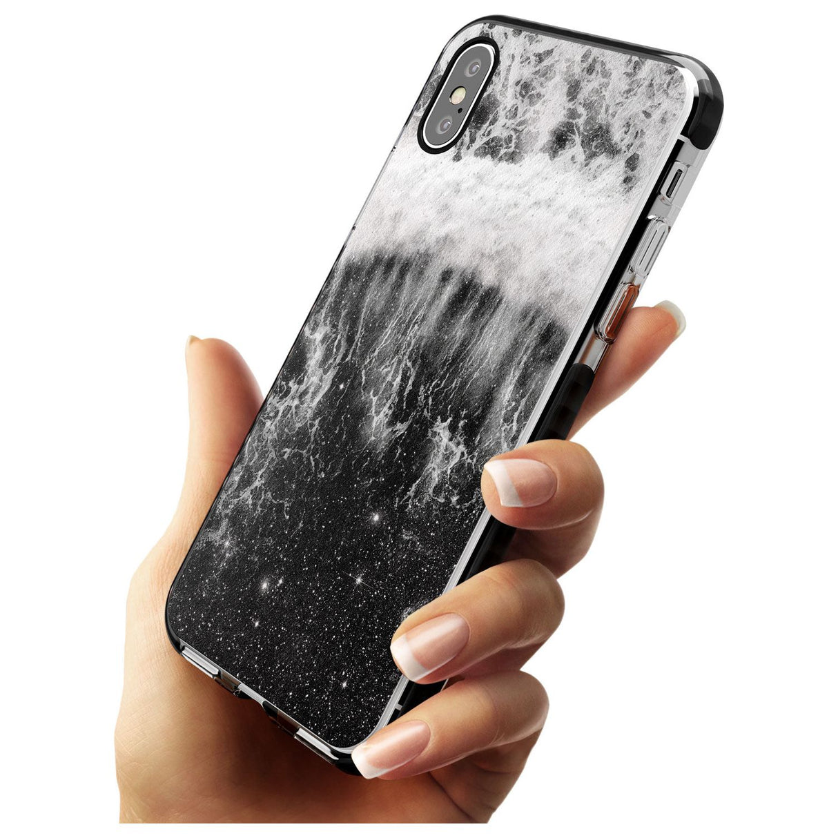 Ocean Wave Galaxy Print Black Impact Phone Case for iPhone X XS Max XR