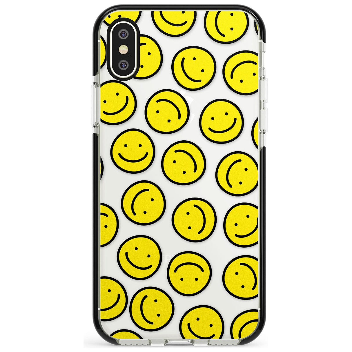 Happy Face Clear Pattern iPhone Case  Black Impact Phone Case - Case Warehouse