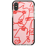 Continuous Line Faces: Red on Pink Pink Fade Impact Phone Case for iPhone X XS Max XR