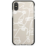 Continuous Line Faces: White on Beige Pink Fade Impact Phone Case for iPhone X XS Max XR