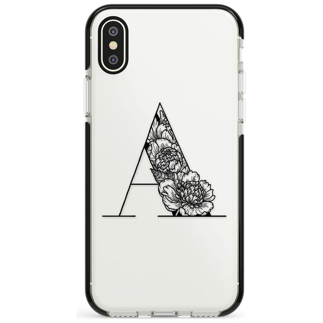 Floral Monogram Letter Pink Fade Impact Phone Case for iPhone X XS Max XR