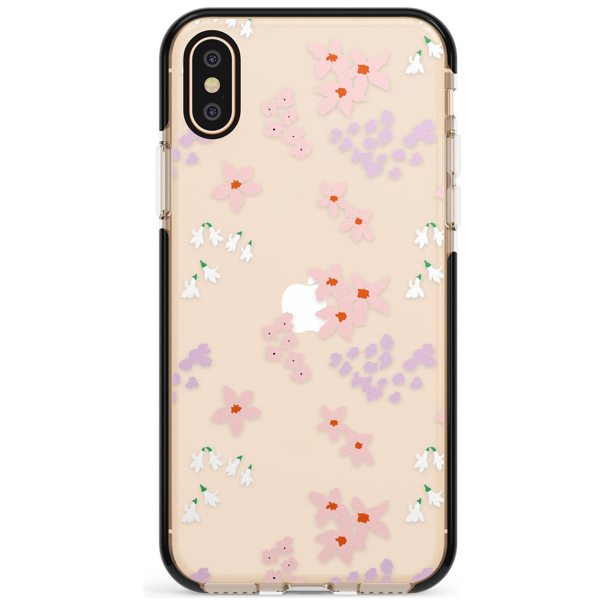 Pink & Purple Flower Mix: Clear Pink Fade Impact Phone Case for iPhone X XS Max XR