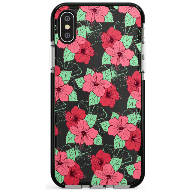 Pink Peony Black Impact Phone Case for iPhone X XS Max XR