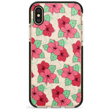 Pink Peony Black Impact Phone Case for iPhone X XS Max XR