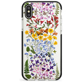 Wild Flower Stripe Design Black Impact Phone Case for iPhone X XS Max XR