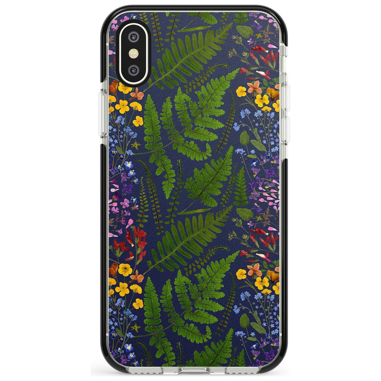 Busy Floral and Fern Design - Navy Black Impact Phone Case for iPhone X XS Max XR