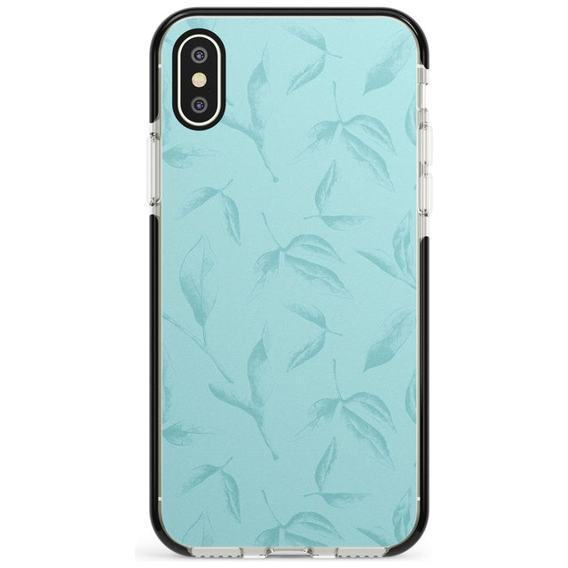 Blue Leaves Vintage Botanical Black Impact Phone Case for iPhone X XS Max XR