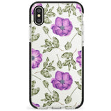 Purple Blossoms Transparent Floral Black Impact Phone Case for iPhone X XS Max XR