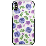 Purple Dahlias Transparent Floral Black Impact Phone Case for iPhone X XS Max XR