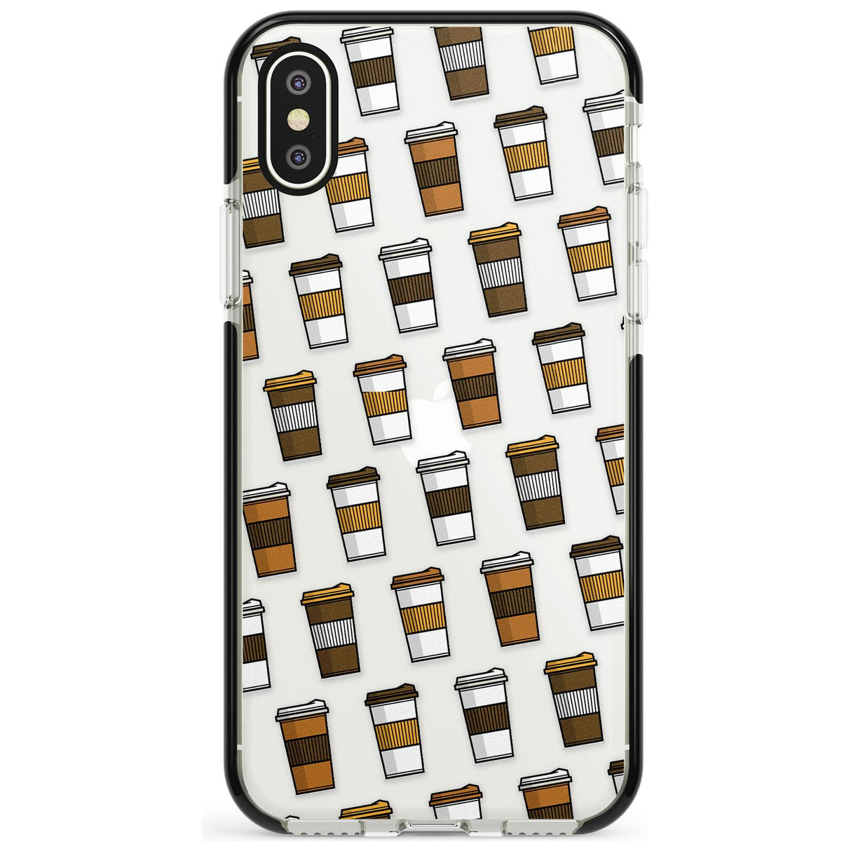 Coffee Cup Pattern Black Impact Phone Case for iPhone X XS Max XR