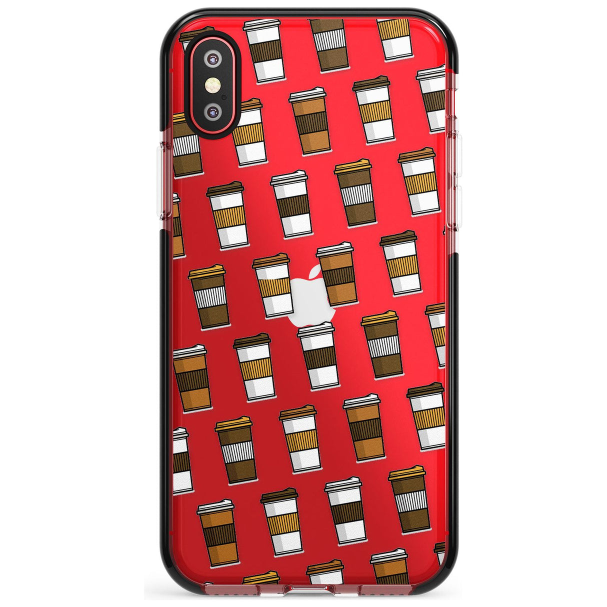 Coffee Cup Pattern Black Impact Phone Case for iPhone X XS Max XR