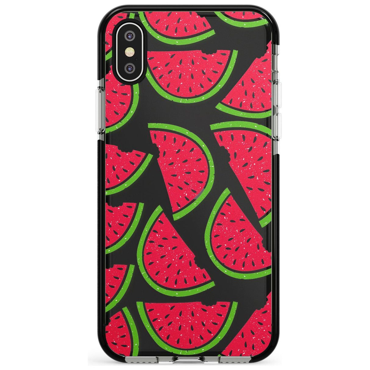 Watermelon Pattern Black Impact Phone Case for iPhone X XS Max XR