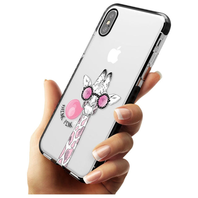 Think Pink Giraffe Black Impact Phone Case for iPhone X XS Max XR