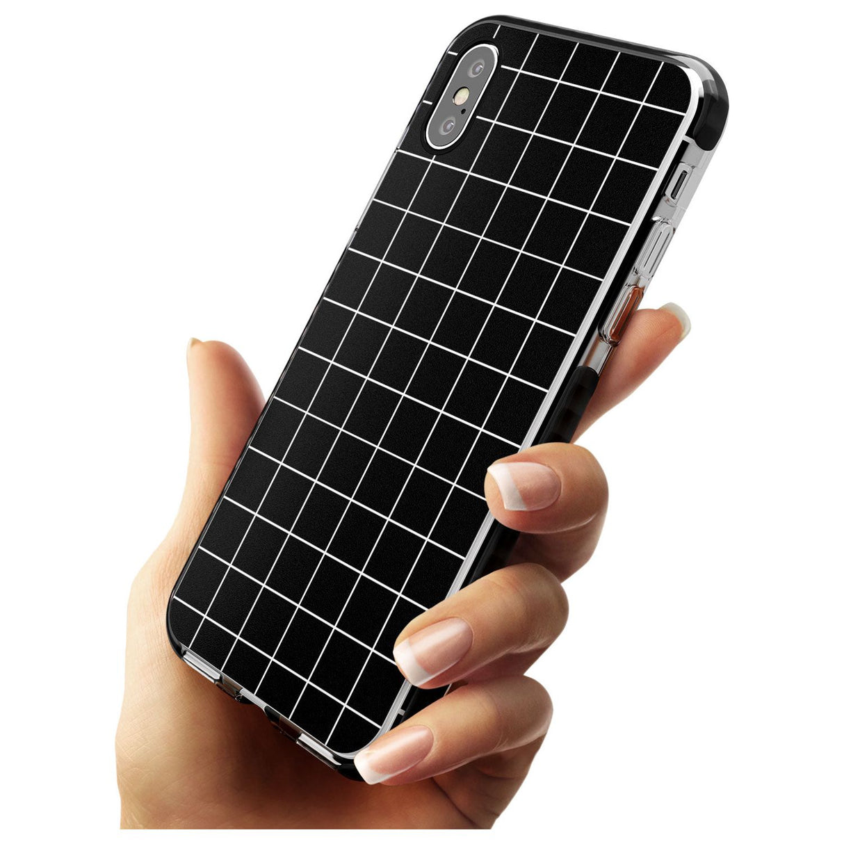 Simplistic Large Grid Pattern Black Black Impact Phone Case for iPhone X XS Max XR