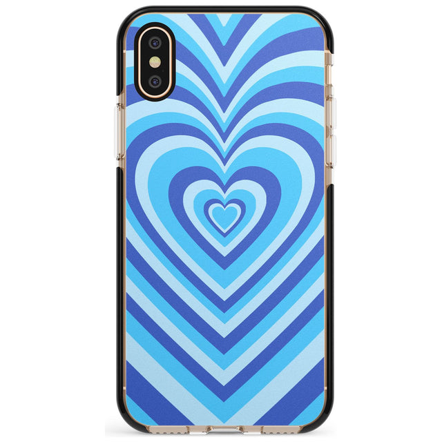 Blue Heart Illusion Black Impact Phone Case for iPhone X XS Max XR