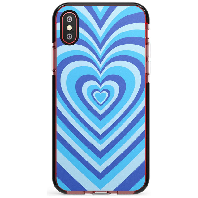 Blue Heart Illusion Black Impact Phone Case for iPhone X XS Max XR