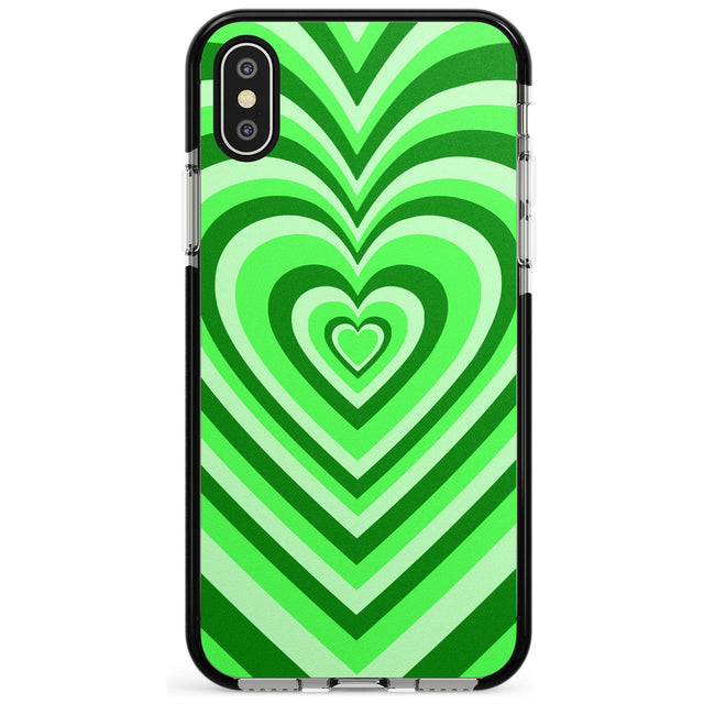 Green Heart Illusion Black Impact Phone Case for iPhone X XS Max XR
