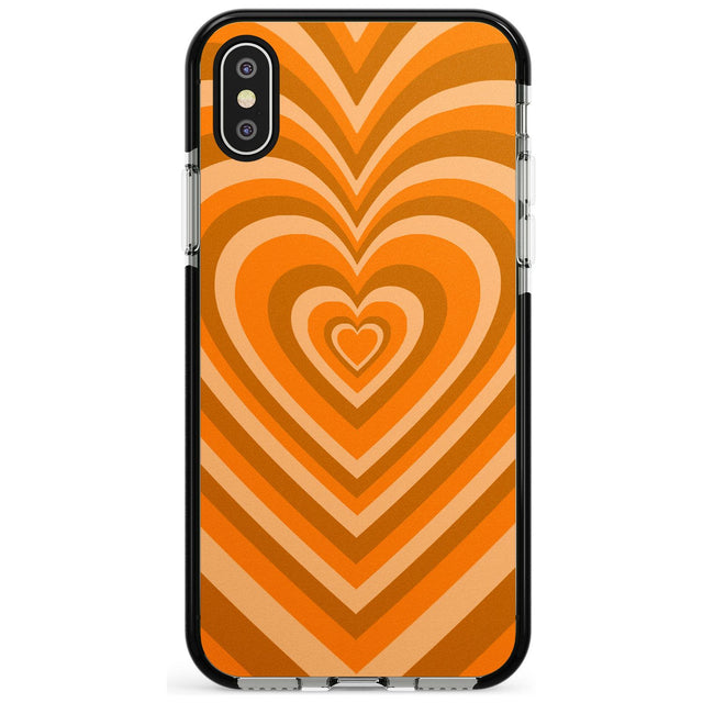 Orange Heart Illusion Black Impact Phone Case for iPhone X XS Max XR