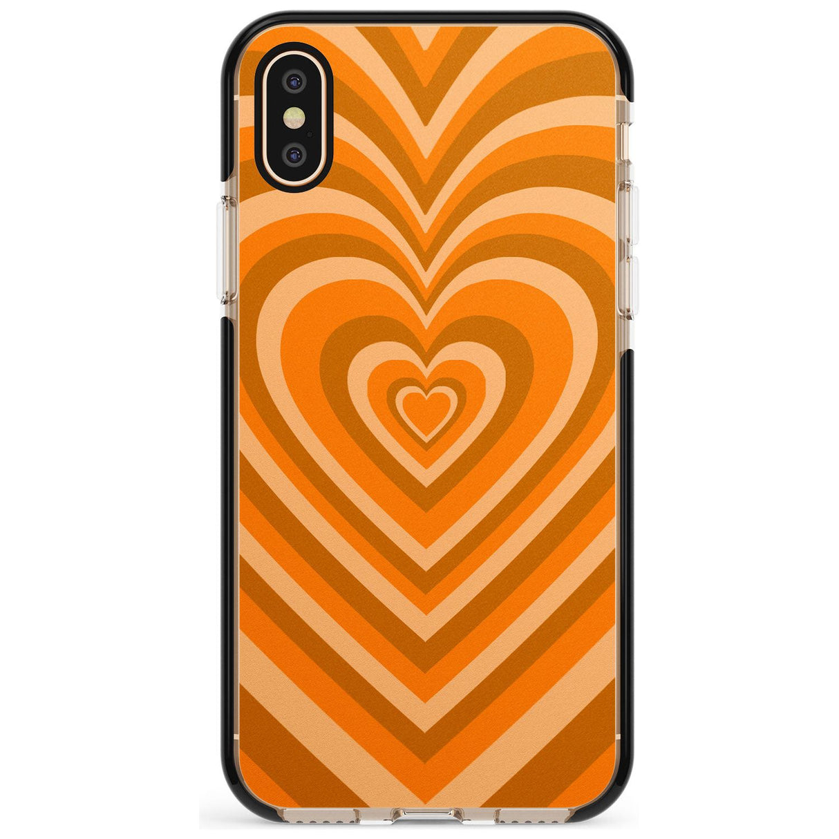 Orange Heart Illusion Black Impact Phone Case for iPhone X XS Max XR