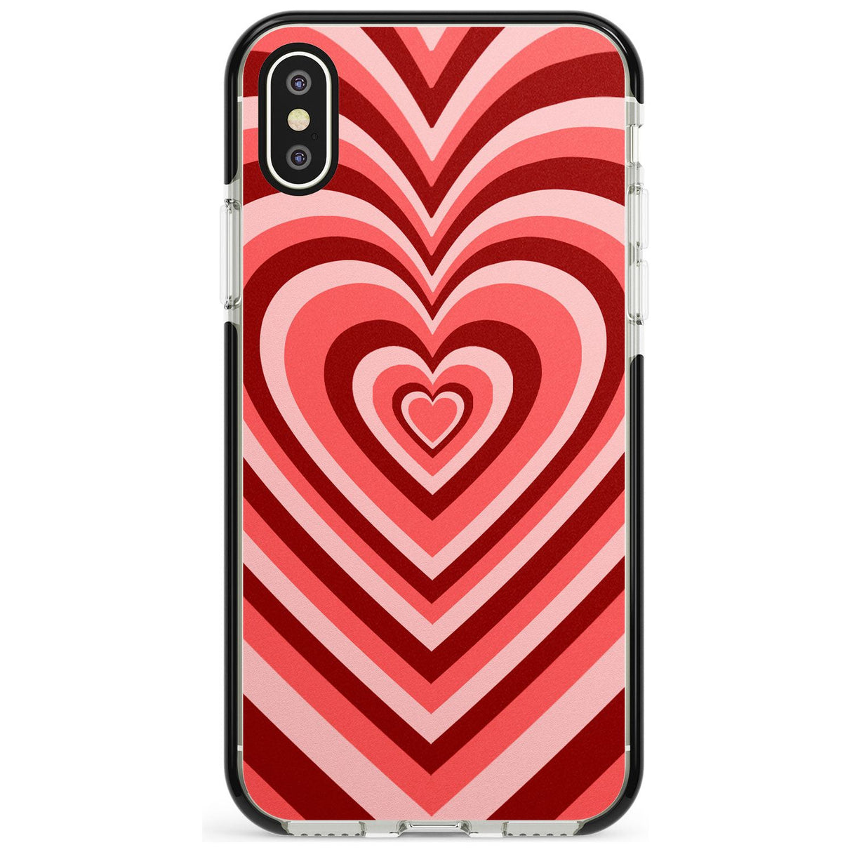 Red Heart Illusion Black Impact Phone Case for iPhone X XS Max XR