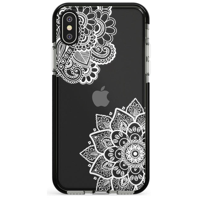 White Henna Florals Black Impact Phone Case for iPhone X XS Max XR