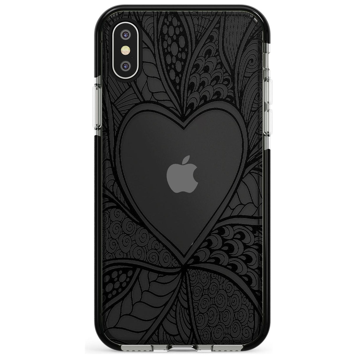 Black Henna Heart Black Impact Phone Case for iPhone X XS Max XR