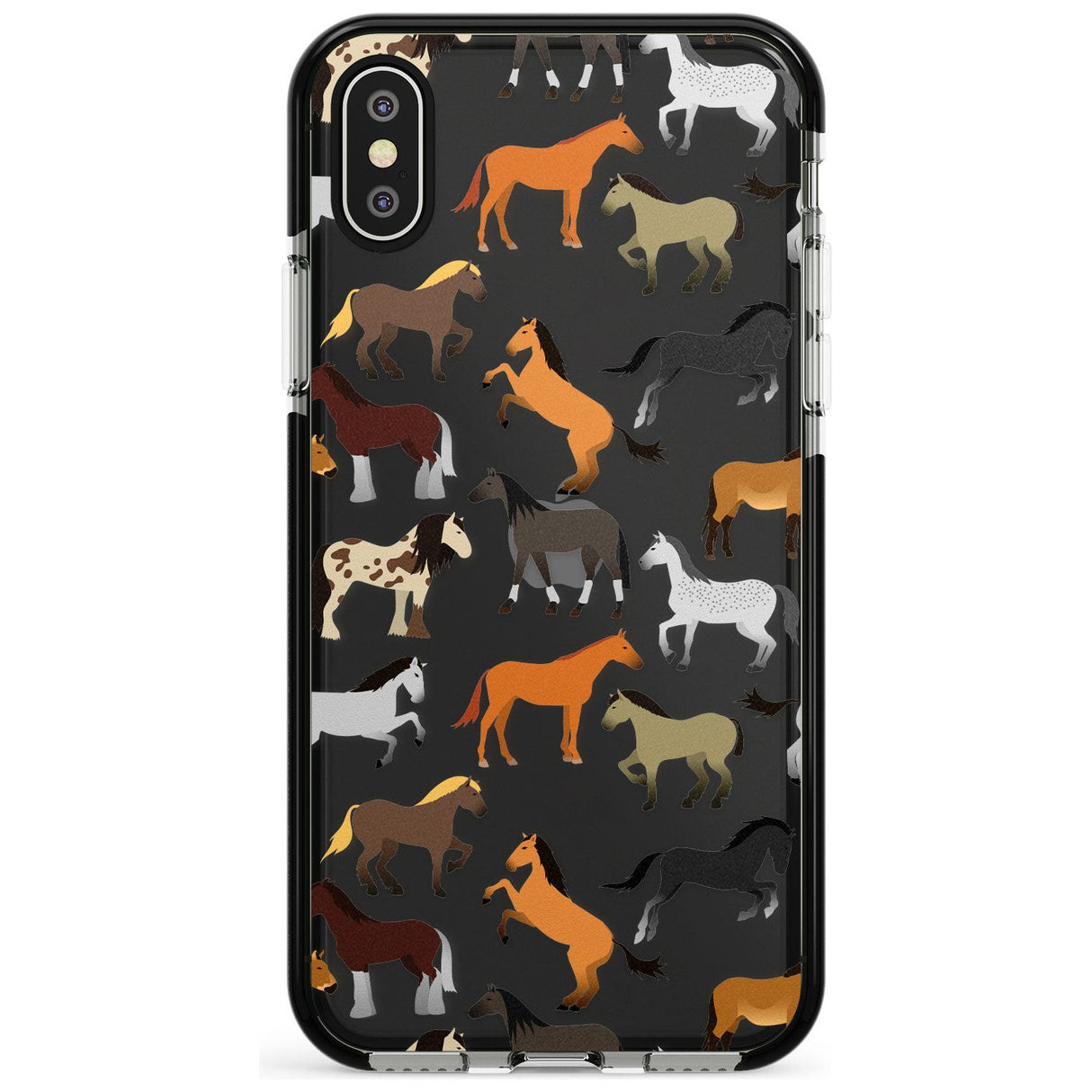 Horse Pattern Black Impact Phone Case for iPhone X XS Max XR