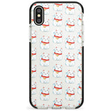 Lucky Cat Maneki-Neko Japanese Pattern Black Impact Phone Case for iPhone X XS Max XR